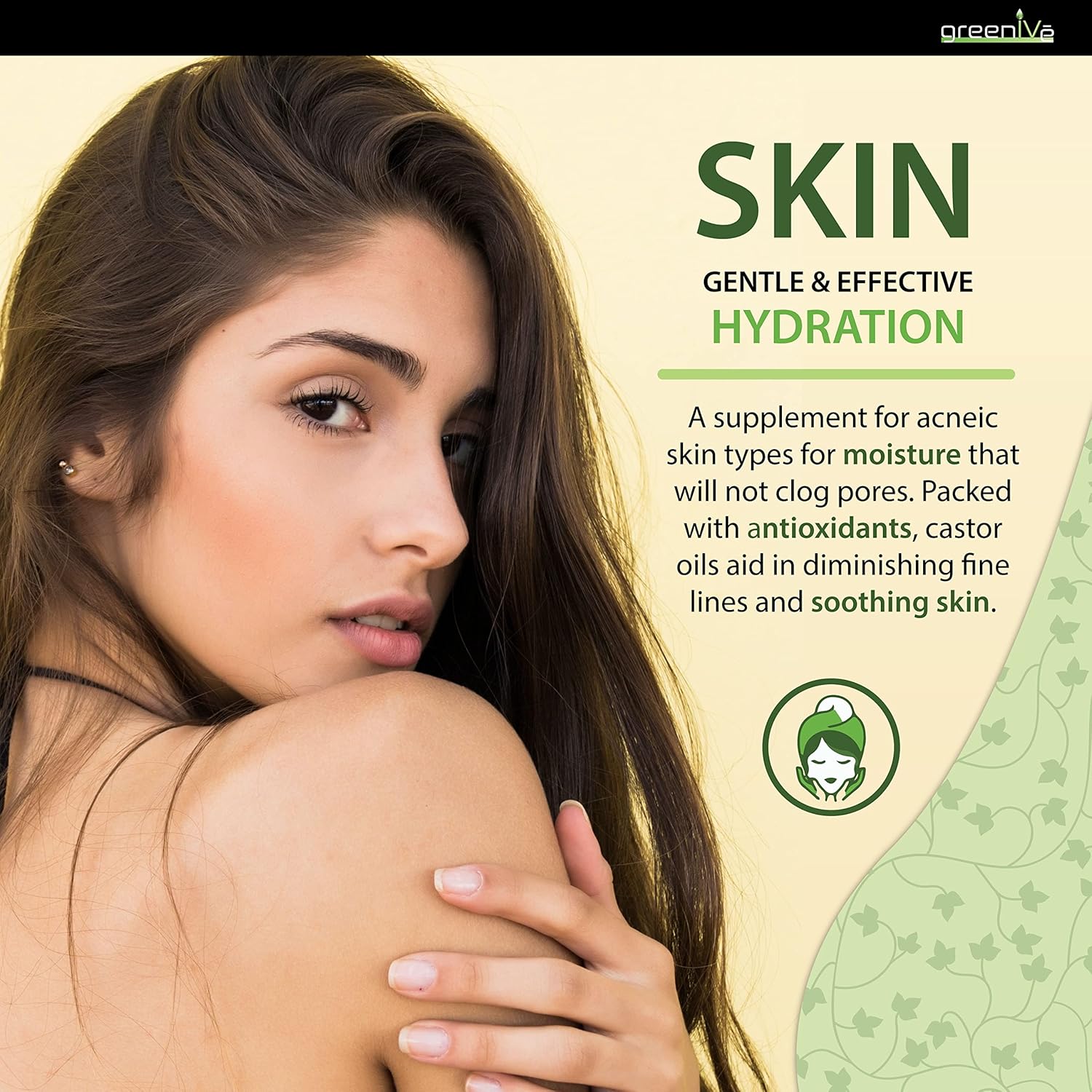 GreenIVe Castor Oil 100% Pure 4 fl oz Bottle Cold Pressed, Hexane Free, Eyelash and Eyebrow Growth Serum, Skin Moisturizer Detox and Wraps - Image 3