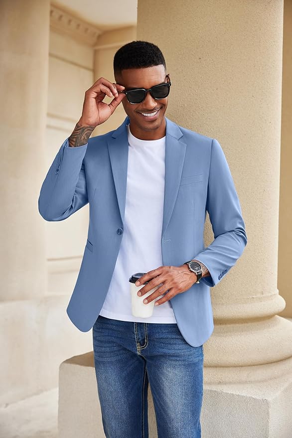 COOFANDY Mens Casual Blazer Slim Fit Suit Jacket Lightweight One Button Business Sport Coats - Image 3
