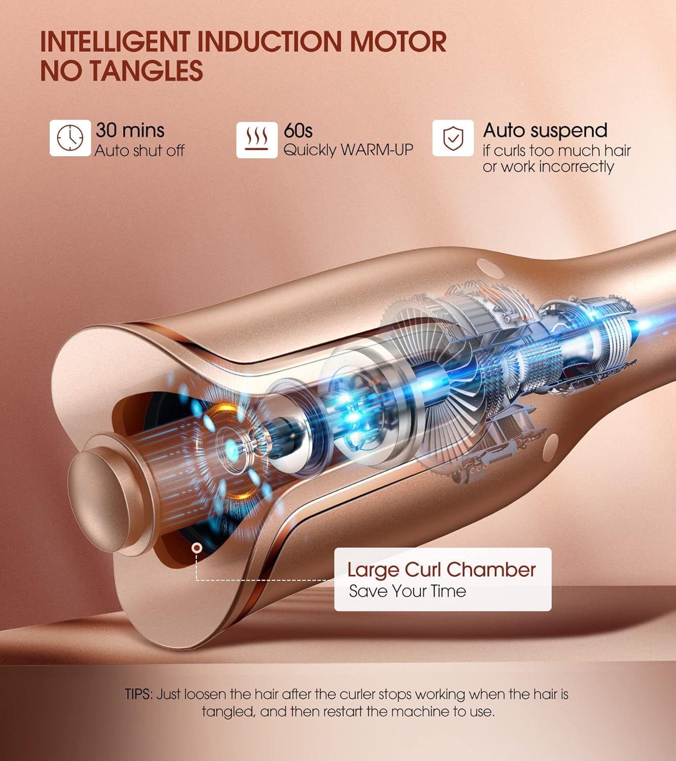Automatic Curling Iron, Professional Automatic Hair Curler with 1" Curling Wand Large Slot & 4 Temperature & 3 Timer, Dual Voltage Anti-Tangle Rotating Curling Iron with Auto Shut-Off for Hair Styling - Image 8