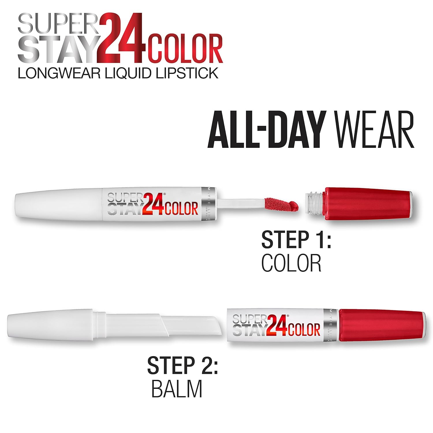 Maybelline New York SuperStay 24 2-Step Liquid Lipstick Makeup, Steady Red-Y, 1 kit - Image 3