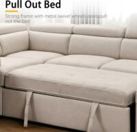 THSUPER 104'' Microfiber L Shaped Sectional Sleeper Sofa Couch with Pull Out Bed and Storage Ottoman, Convertible Couches with Adjustable Headrest... - Image 4