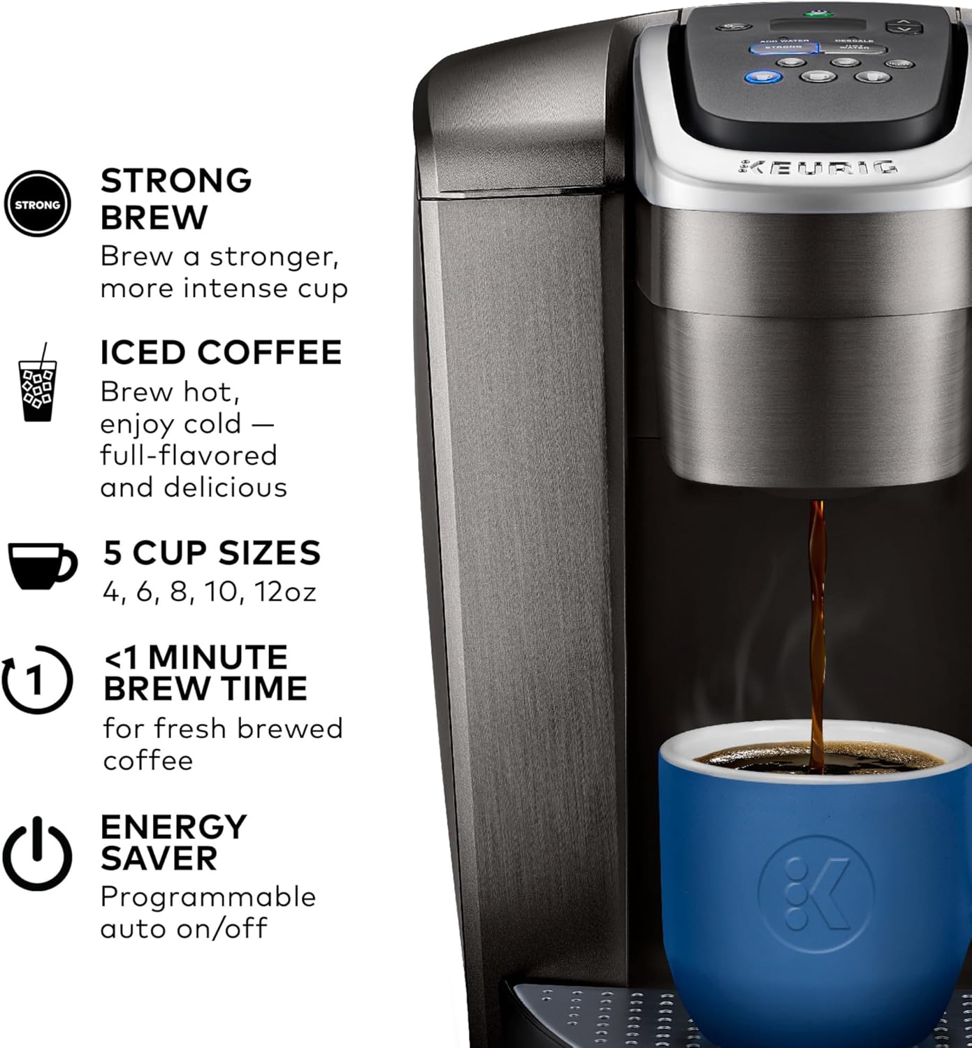 Keurig K-Elite Single Serve K-Cup Pod Coffee Maker, with Strength and Temperature Control, Iced Coffee Capability, 8 to 12oz Brew Size, Programmable,... - Image 5