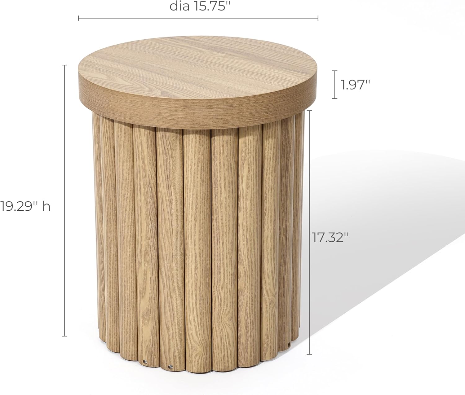 LuxenHome Wood Round Side Table, 19" Fluted End Table for Small Spaces, Mid Century Modern Wooden Accent Tables, Small Bedside Table, Couch Side Table, Nightstand for Living Room Bedroom Couch - Image 8