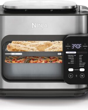 Ninja Combi All-in-One Multicooker, Oven, & Air Fryer, Complete Meals in 15 Mins, 14-in-1 Functions, Combi Cooker + Air Fry, Bake, Roast, Slow Cook and More, 3 Accessories, Stainless Steel, SFP701