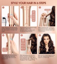 Automatic Curling Iron, Professional Automatic Hair Curler with 1" Curling Wand Large Slot & 4 Temperature & 3 Timer, Dual Voltage Anti-Tangle Rotating Curling Iron with Auto Shut-Off for Hair Styling - Image 2