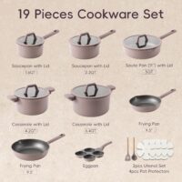 CAROTE 19PCS Pots and Pans Set, Nonstick Cookware Set, Kitchen Cooking Set Induction Non-toxic Granite Set - Image 8