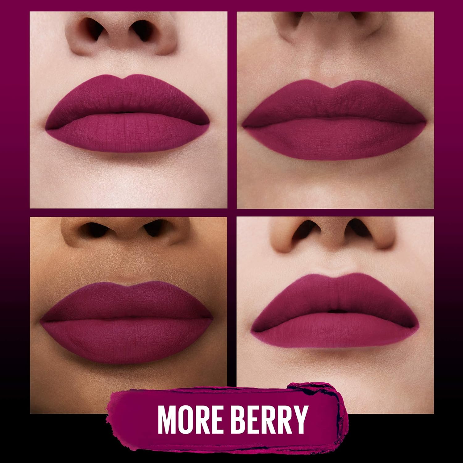Maybelline Color Sensational Ultimatte Matte Lipstick, Non-Drying, Intense Color Pigment, More Berry, Warm Berry Purple, 1 Count - Image 6