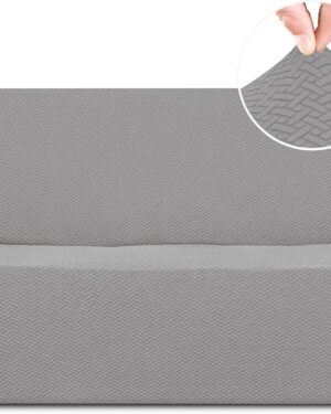 Easy-Going Stretch Jacquard Couch Cover, 1-Piece Soft Sofa Cover, Sofa Slipcover with Anti-Slip Foams, Washable Furniture Protector for Kids, Pets (Sofa, Light Gray1)