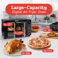 Gourmia Toaster Oven Air Fryer Combo 17 cooking presets 1700W french door digital air fryer oven 24L capacity accessories, convection rack, baking pan tray recipe book GTF7460,Large,Black - Image 7