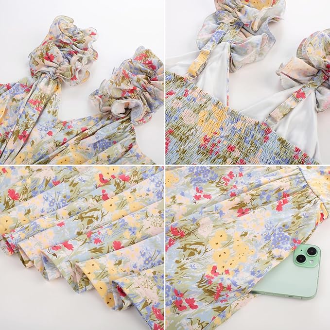 GRACE KARIN 2025 Women's Summer Floral Print Dress Sleeveless Casual Flowy Sundress A Line Ruffle Wedding Guest Outfit - Image 2