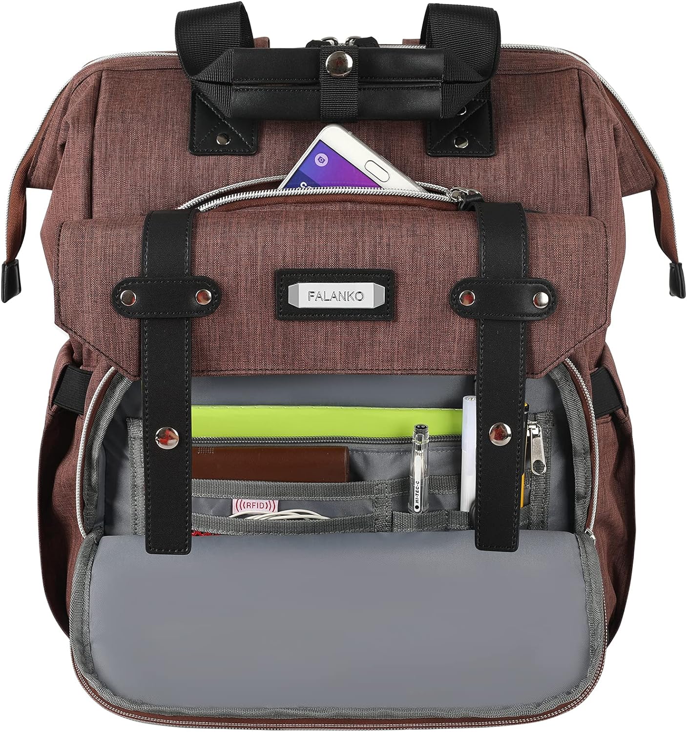 FALANKO Laptop Backpack for Women,Stylish Doctor Nurse Teacher Work Travel Backpack for 15.6 Inch Laptop with RFID Anti-theft USB Charging Port Water Resistant College Purse Business Computer Bookbag - Image 5