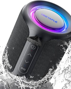 Bluetooth Speaker Wireless,IP67 Waterproof & Dustproof Portable Speaker with Lights,15W Loud Stereo Sound, 2500mAh Battery All Day Playtime, TWS Pairing, BT5.3, Home/Party/Outdoor/Beach (Black)