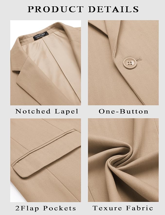 COOFANDY Mens Casual Blazer Slim Fit Sport Coats One Button Stylish Business Suit Jacket - Image 2