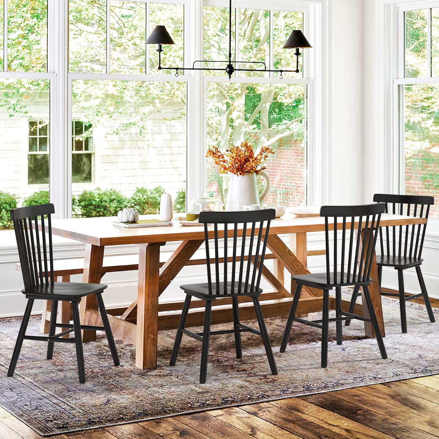 LUE BONA Windsor Dining Chair Set of 4, Spindle Back Wooden Chairs for Kitchen and Dining Room, Restaurant, Cafe, Hotel, Black - Image 6