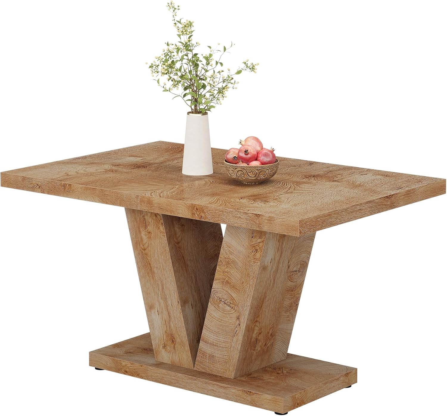 Tribesigns 47-Inch Dining Table for 4, Light Oak Brown Kitchen Dinner Furniture with Heavy Duty Pedestal, Farmhouse Wooden Eating Desk for Home, Dining Room, Small Space - Image 3