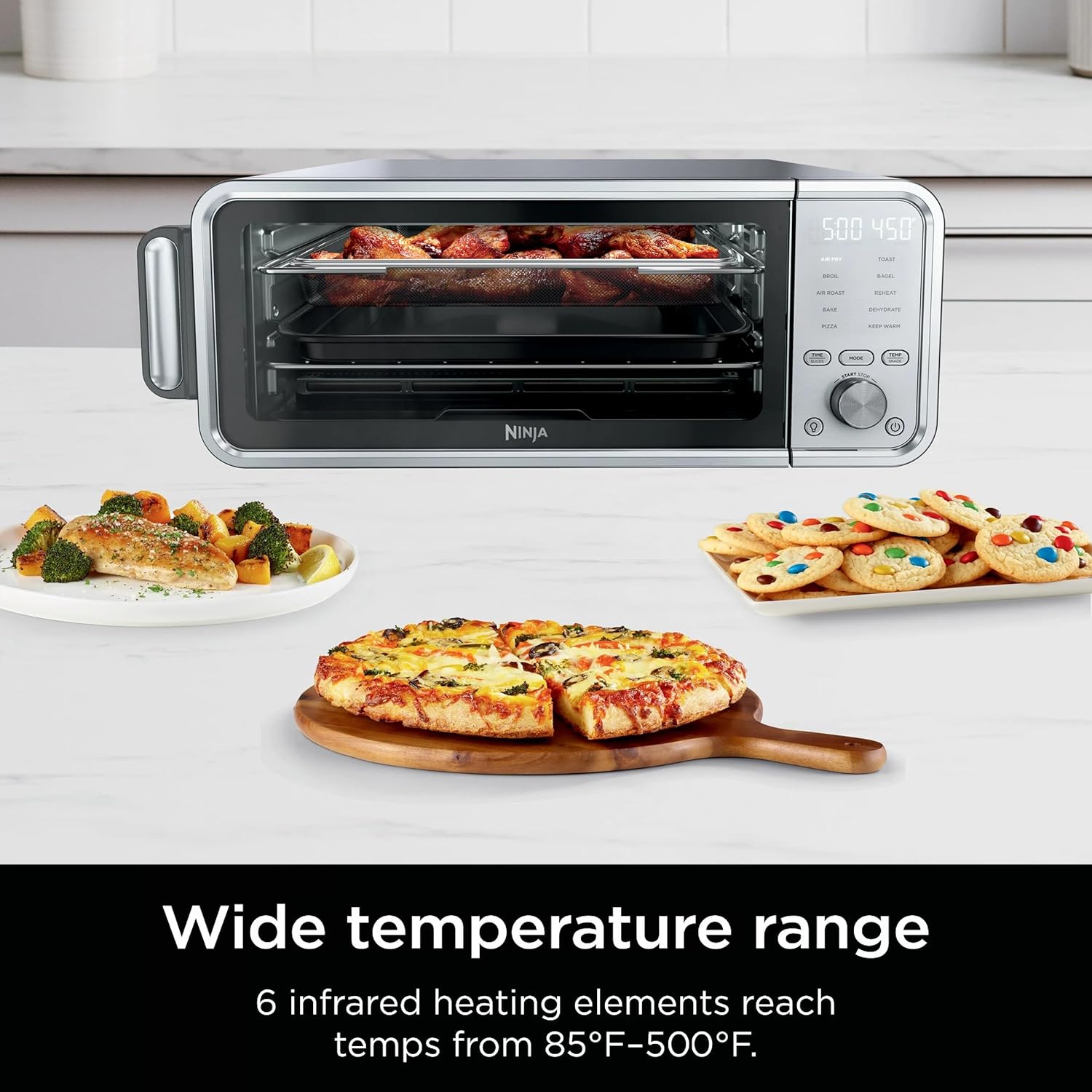 Ninja FT405CO 10-in-1 Digital Air Fry Oven with Extra Large Capacity, Flip Up and Away, Stainless Steel Body, and Temperature Control (Renewed) - Image 6