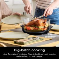 Ninja Crispi 4-in-1 Portable Glass Air Fryer Cooking System, 1500W, 4QT & 6-Cup TempWare Glass Containers with Storage Lids, Microwave, Freezer & Dishwasher Safe, Cyberspace Gray, FN101GY - Image 6