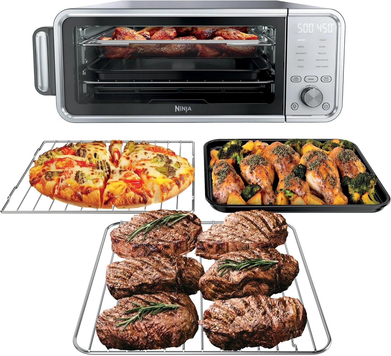 Ninja FT405CO 10-in-1 Digital Air Fry Oven with Extra Large Capacity, Flip Up and Away, Stainless Steel Body, and Temperature Control (Renewed) - Image 2