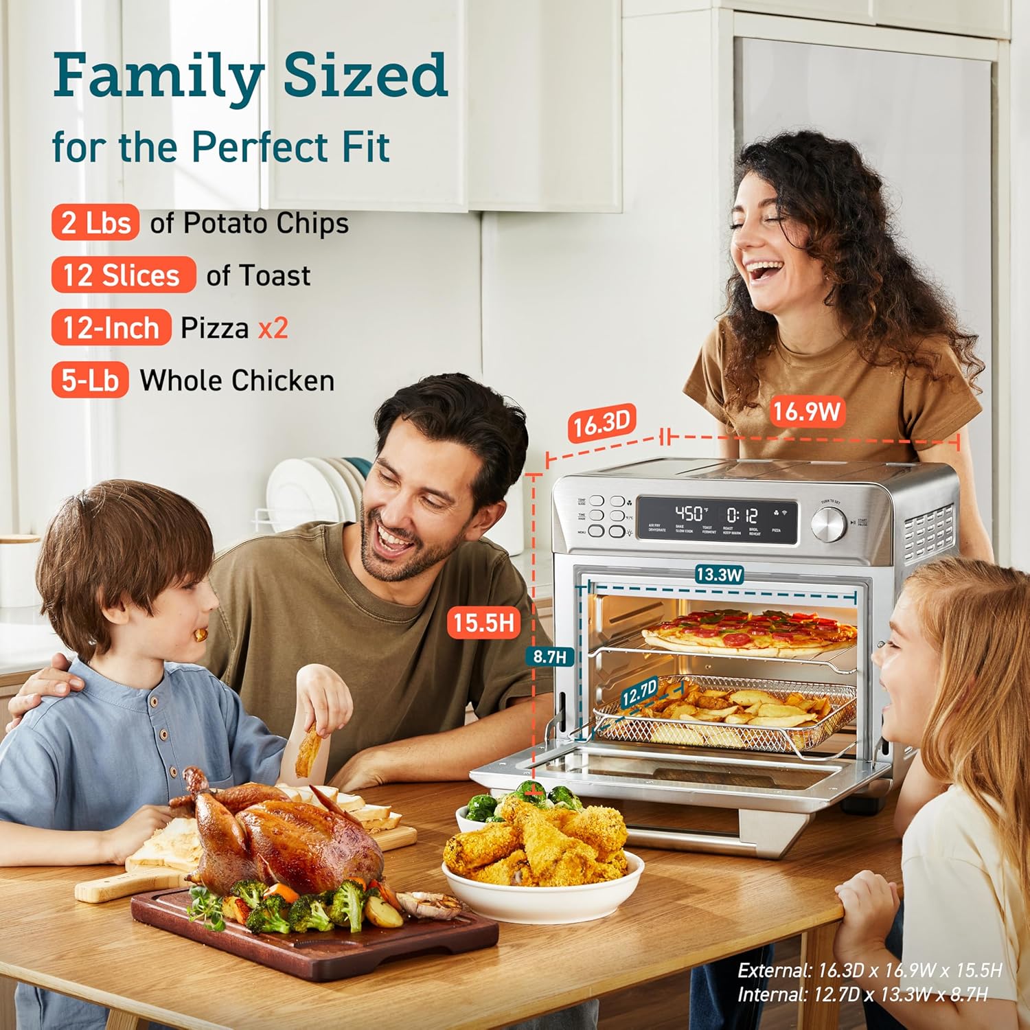 COSORI Smart 12-in-1 Air Fryer Toaster Oven Combo, Airfryer Convection Oven Countertop, Bake, Roast, Reheat, Broiler, Dehydrate, 75 Recipes & 3 Accessories, 26QT, Silver-Stainless Steel - Image 5