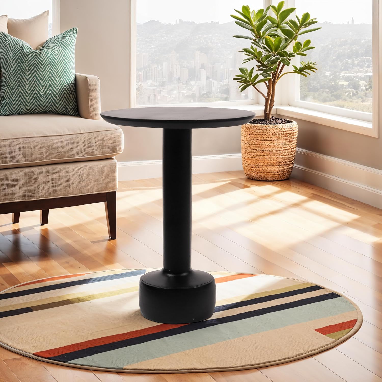 Tribesigns 47-Inch Round Dining Table for 4, Farmhouse Wood Kitchen Table with Gold Metal Base, Circle Dinner Table Dining Room Table for Kitchen, Living Room, Rustic Brown