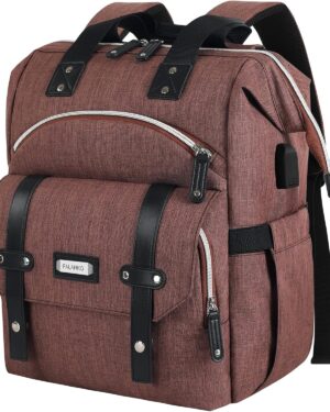 FALANKO Laptop Backpack for Women,Stylish Doctor Nurse Teacher Work Travel Backpack for 15.6 Inch Laptop with RFID Anti-theft USB Charging Port Water Resistant College Purse Business Computer Bookbag