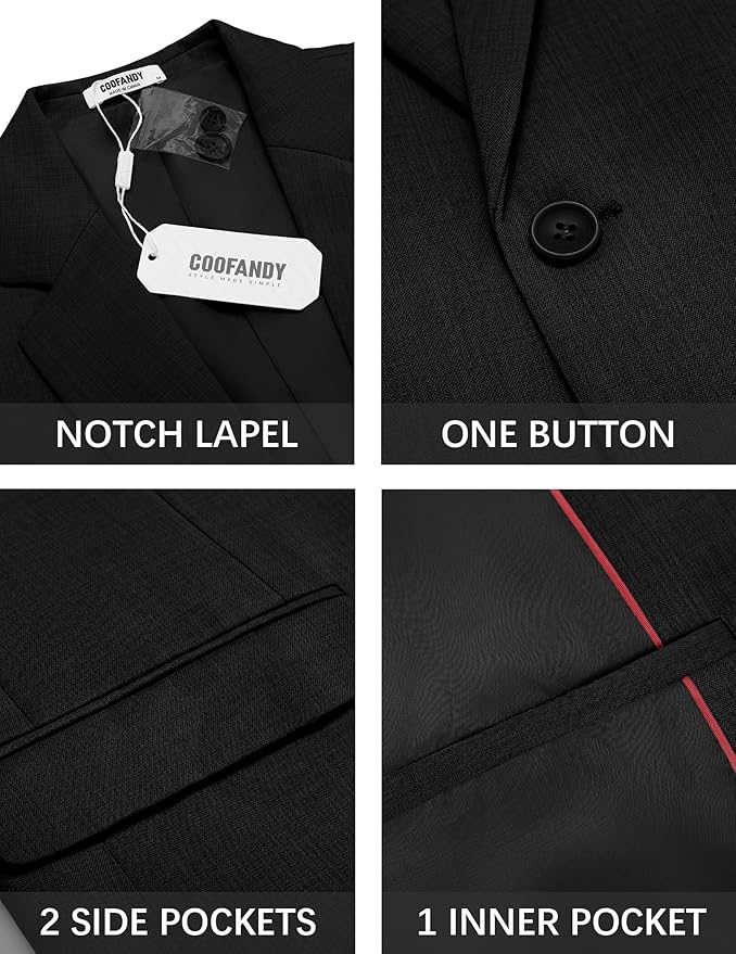 COOFANDY Mens Casual Blazer Suit Jackets One Button Sport Coats Lightweight Business Sports Jackets - Image 2