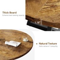 Round Dining Table, 47 Inch Round Dinner Table for 4, Industrial Kitchen Table with Wooden Top and Metal Base for Home Dining Room or Living Room - Rustic Brown(Only Table) - Image 3
