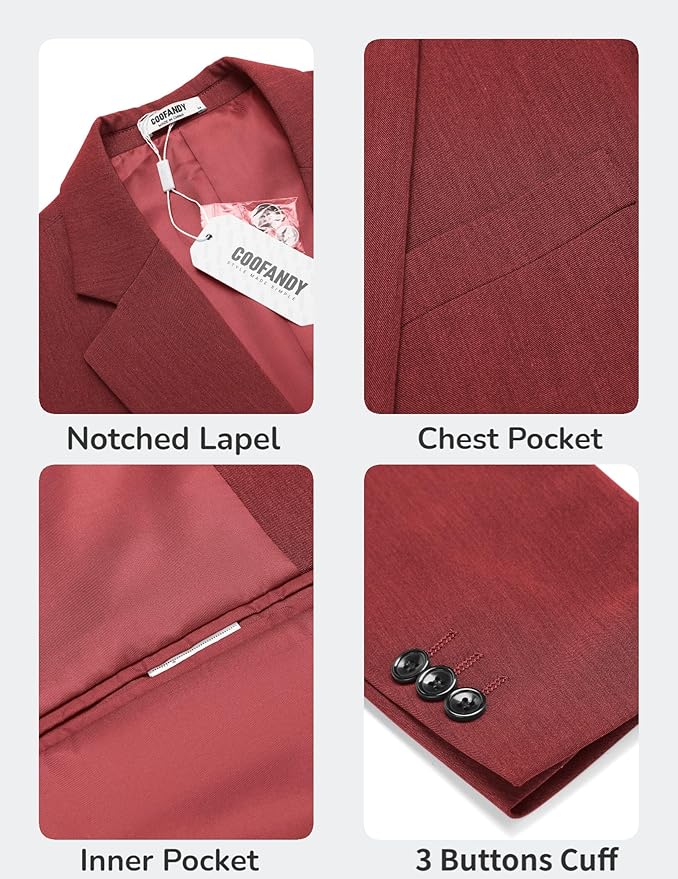 COOFANDY Men's Casual Blazer One Button Sport Coat Lightweight Business Suit Jacket - Image 2