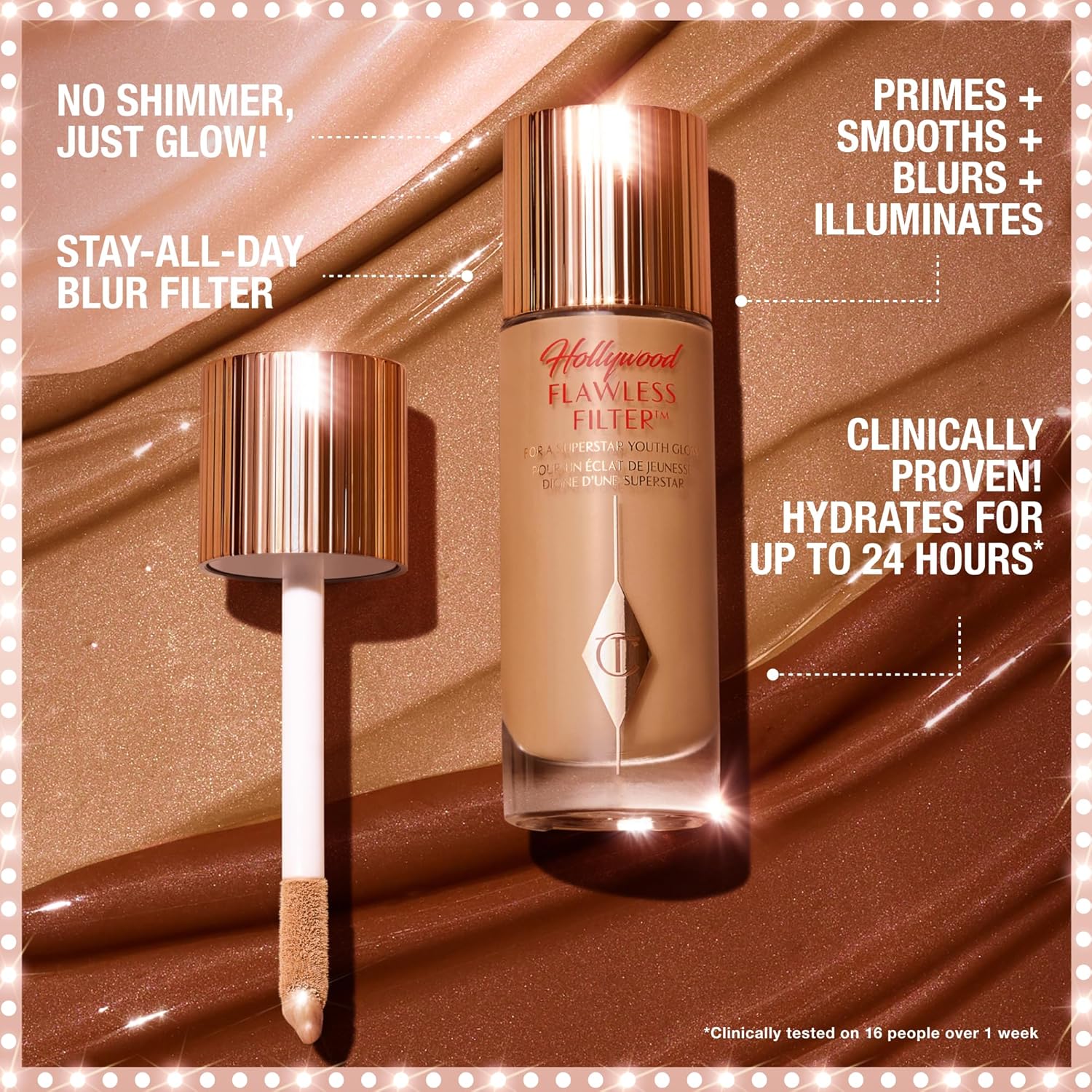 Charlotte Tilbury Hollywood Flawless Filter - Multi‑Use Makeup Primer, Complexion Booster & Illuminating Liquid Highlighter with Sheer Coverage - Smooths & Blurs Skin - Image 4