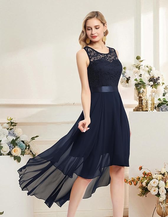 BeryLove Cocktail Formal Dresses 2025 Wedding Guest Party Prom Sleeveless Lace High Low Christmas Dress - Image 4