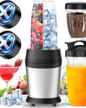 12-Piece Smoothie Blender Maker with 25,000 RPM motor, two 6-leaf stainless steel blades, and 23oz, 32oz, 37oz portable cups for ice crushing and smoothies – review by kiran shahneel.