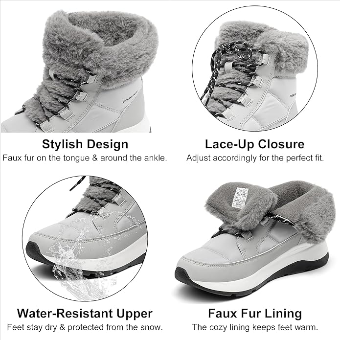 DREAM PAIRS Women's Winter Snow Boots, Faux Fur Waterproof Ankle Booties, Zaylee Ladies Comfortable Short Boots Outdoor - Image 5