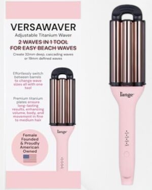 L'ANGE Hair VersaWaver Adjustable Titanium Waver | Pick 19mm or 32mm Waves with 1 Tool | Titanium 3-Barrel Waving Tool | Cool Tip Also Rotates Barrel to Change Wave Lengths (Blush)