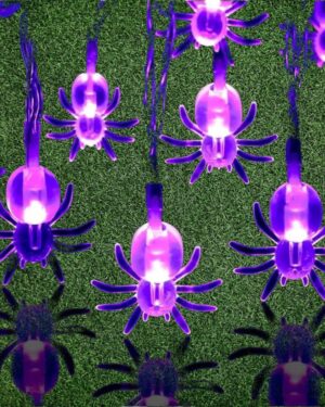 Halloween Decor Spider String Lights with purple LED spiders for indoor and outdoor Halloween decoration