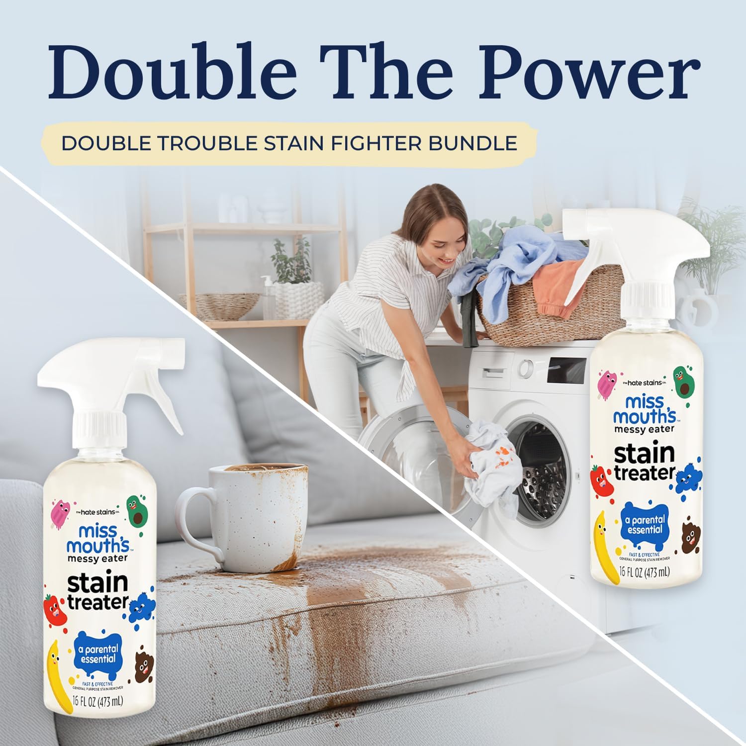 Miss Mouth’s Messy Eater Stain Treater Spray - Stain Remover - Newborn & Baby Essentials - 2-Pack of 16oz Stain Remover - Image 5