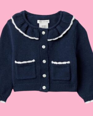 Amazon Essentials x Sofia Grainge baby, toddler, and girls’ cardigan sweater in a soft, cozy design suitable for everyday wear.