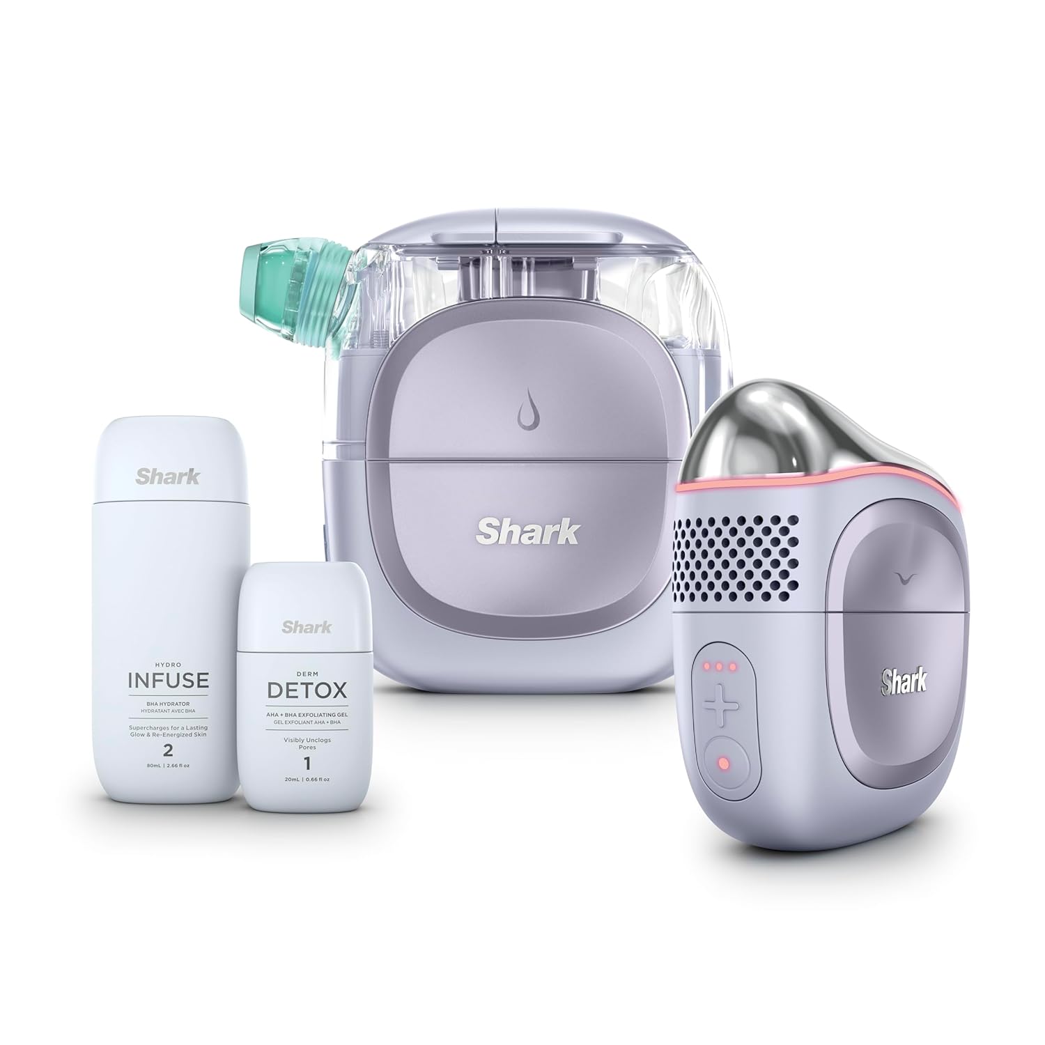 Shark FacialPro Glow at-home hydro-powered facial system in lilac with hot and cold therapy for deep pore cleansing and glowing skin