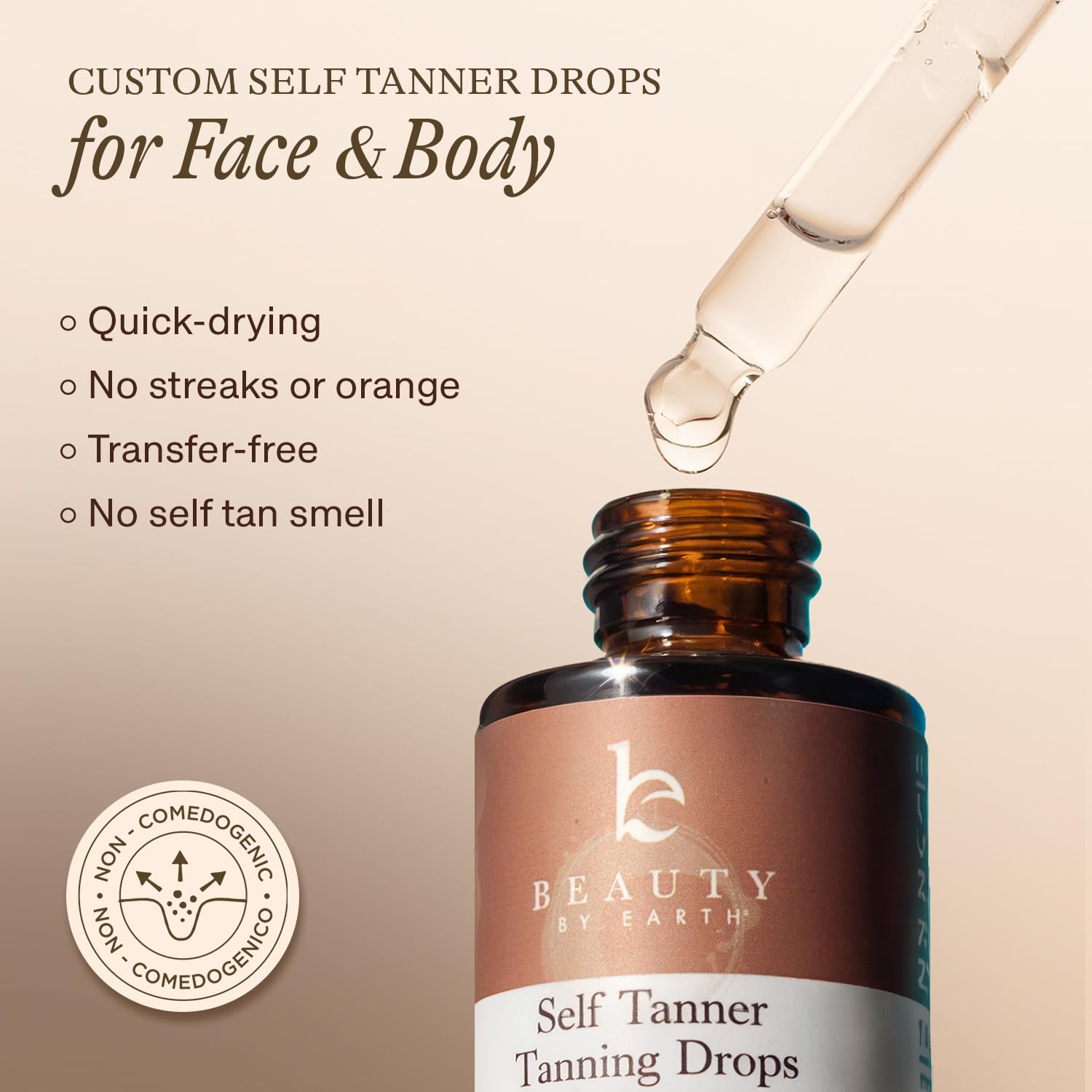 Self Tanning Drops - USA Made with Natural & Organic Ingredients, Medium Face Tanning Drops to Add to Lotion, Moisturizing Bronzing Tanner for Face & Body, Toxin Free Tanner for Fake Tan - Image 3