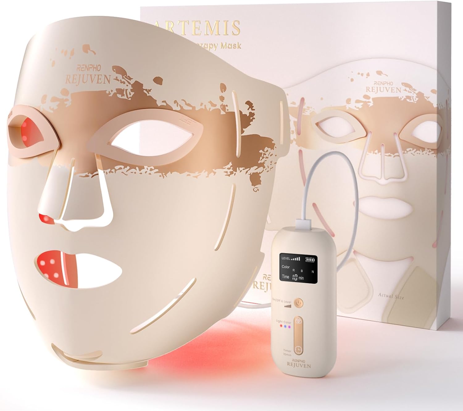 RENPHO 4D red light therapy mask with 324 LEDs for full face skincare treatment