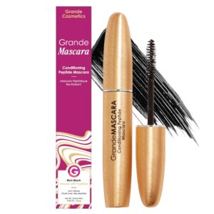 Grande Cosmetics GrandeMASCARA Conditioning Peptide Mascara in black highlighting lifted, voluminous lashes