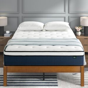 ZINUS 12 Inch Comfort Support Hybrid Mattress in Queen size showing layered foam and coil construction