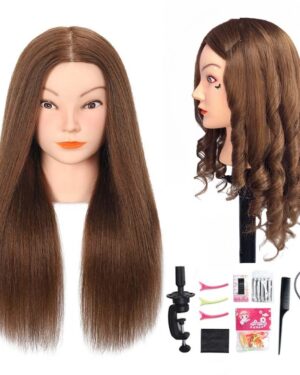 Mannequin head with 100% real human hair for hairstyling and cosmetology practice